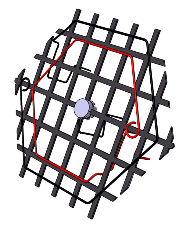 Schematische Darstellung von kapazitiven Sensorelementen aus Carbonfaser-Rovings, netzartige Struktur
