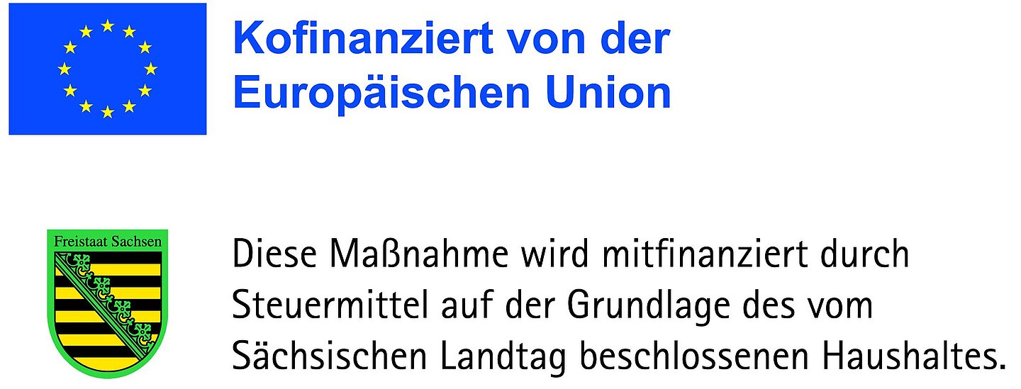 Förderlogo EFRE Logo EU, EFRE, Sachsen