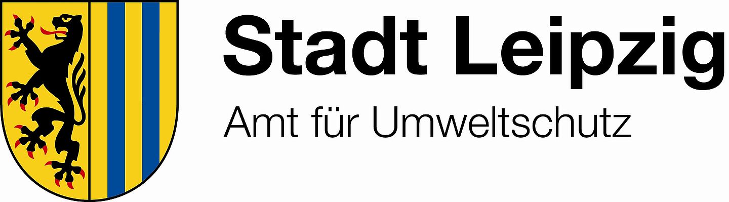Das Wappen der Stadt Leipzig. Daneben der Text "Stadt Leipzig Amt für Umweltschutz"