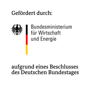 Logo des Bundesministeriums für Wirtschaft und Energie mit Förderzusatz